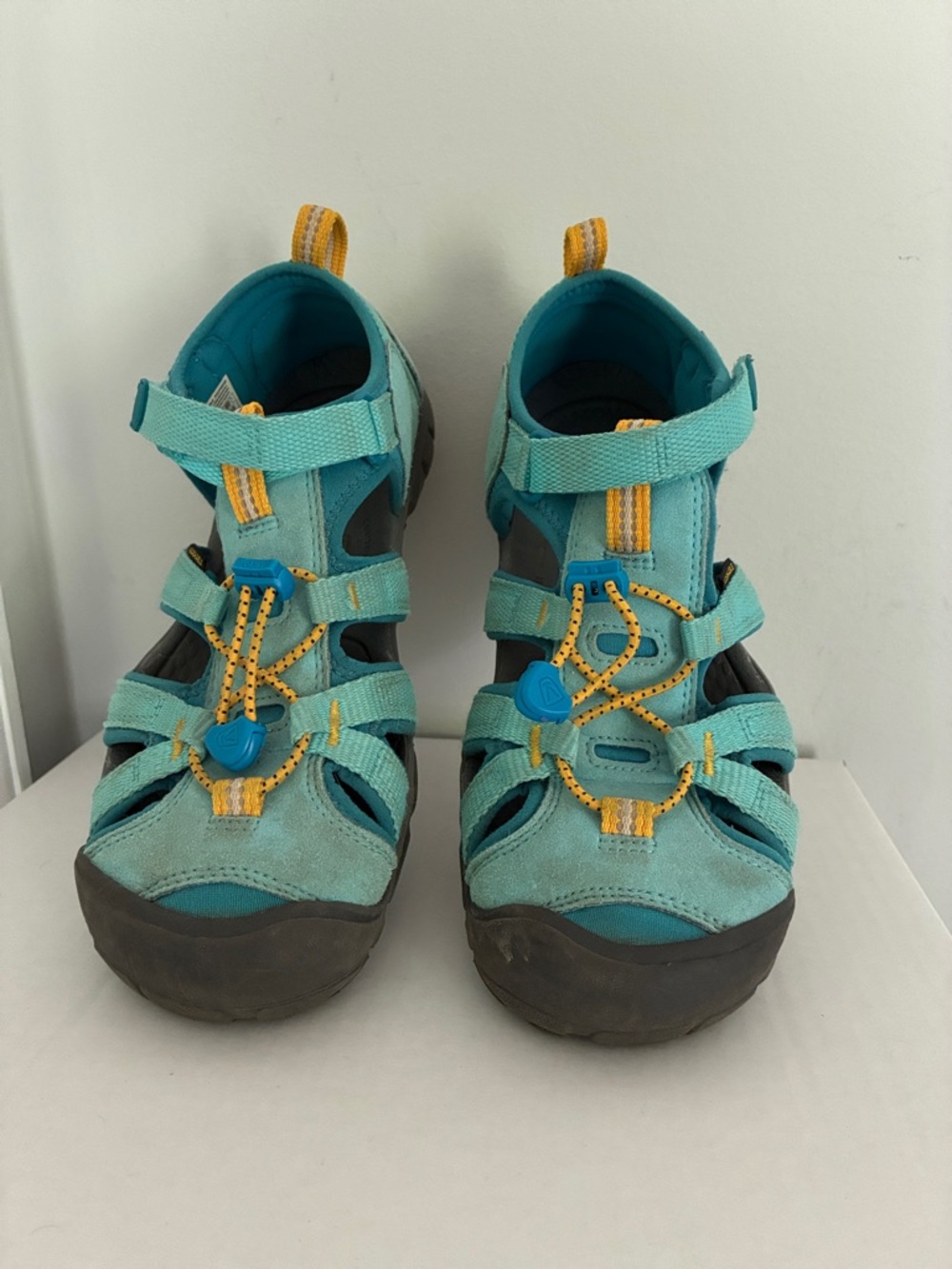 Keen Kids Teal Aqua Sandals with Yellow Accents